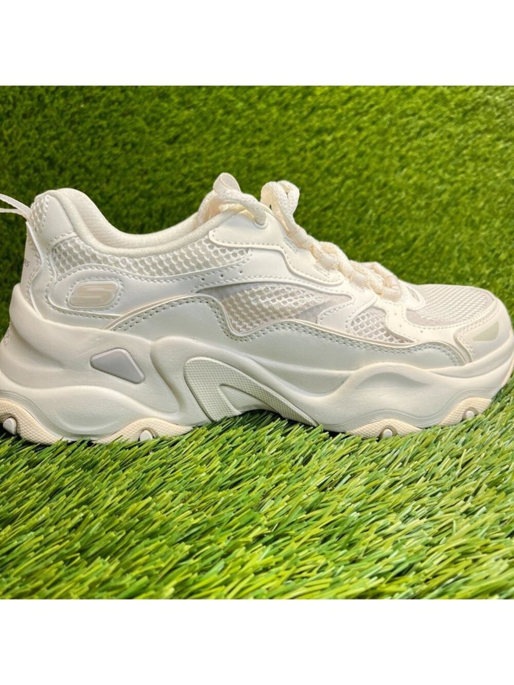 Skechers White Chunky Mesh Platform Sneakers